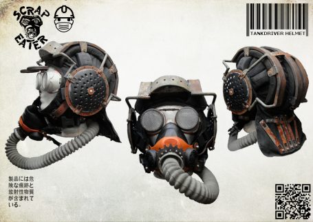 Post-Apocalyptic Wasteland Endzeit Tankdriver helmet with respiratory protection mask.