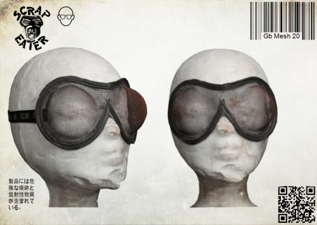 Post-Apocalyptic Wasteland Endzeit safety goggles with mesh design and side visibility.