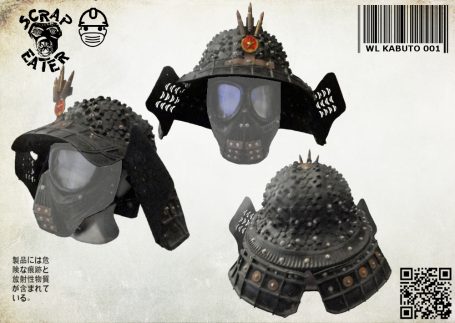 Post-Apocalyptic Wasteland Endzeit Kabuto with neck guard (shikoro) and the glare shield ( maebashi ).