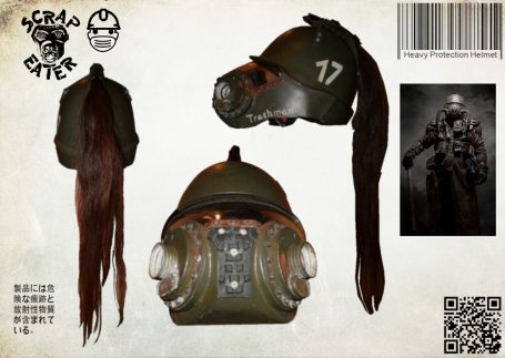 Heavy Post-Apocalyptic Wasteland Endzeit helmet with integral gasmask.