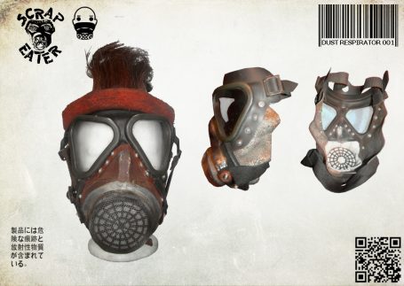 Fully functional Post-Apocalyptic Wasteland Endzeit dust respirator with eye protection.
