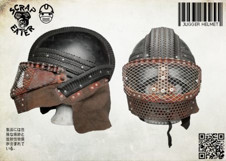 Post-Apocalyptic Wasteland Endzeit Jugger helmet with mesh face shield.
