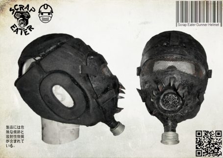 Post-Apocalyptic Wasteland Endzeit soft helmet  with gasmask funktion and face shield.