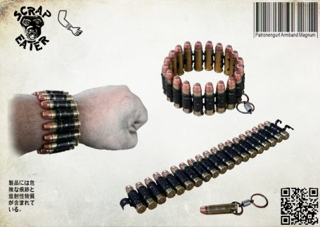 Eine Reihe von Magnum Patronen mit  einem Verschlusshänger.
19.90 ( Althülsen und Geschosse aus   Delaborierung )