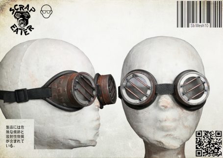 Post-Apocalyptic Wasteland Endzeit Protective goggles with rusted mesh, round lenses,rock chip protection and an elastic band.